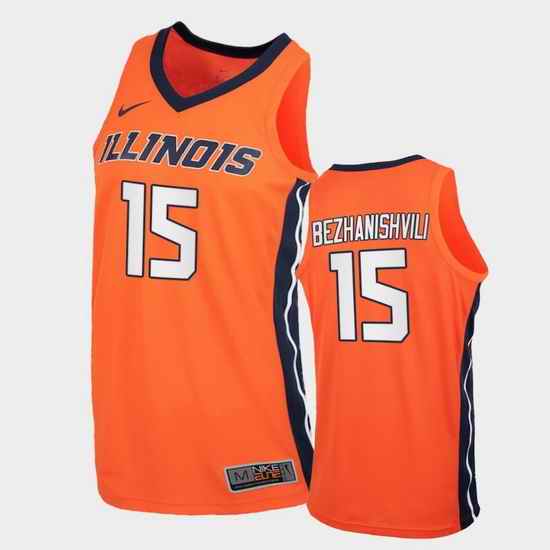 Men Illinois Fighting Illini Giorgi Bezhanishvili Replica Orange College Basketball Jersey